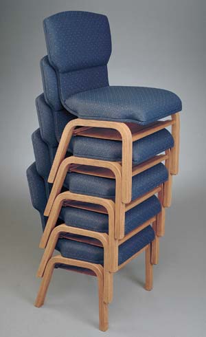 Stacking chairs up to five chairs high