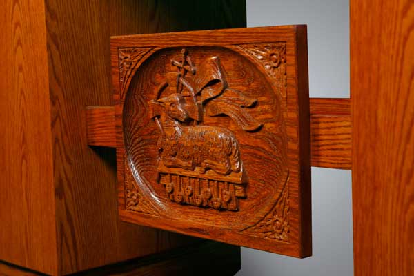 Detailed wood carving for No. 700 Church Altar