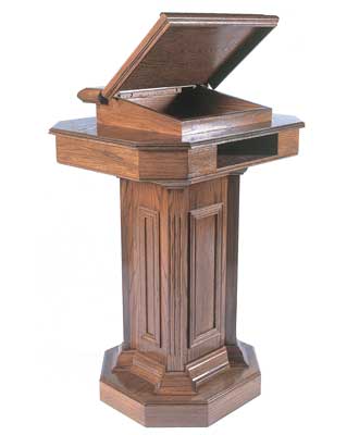 TSP-180 All-stained Pedestal style church pulpit w/open lid